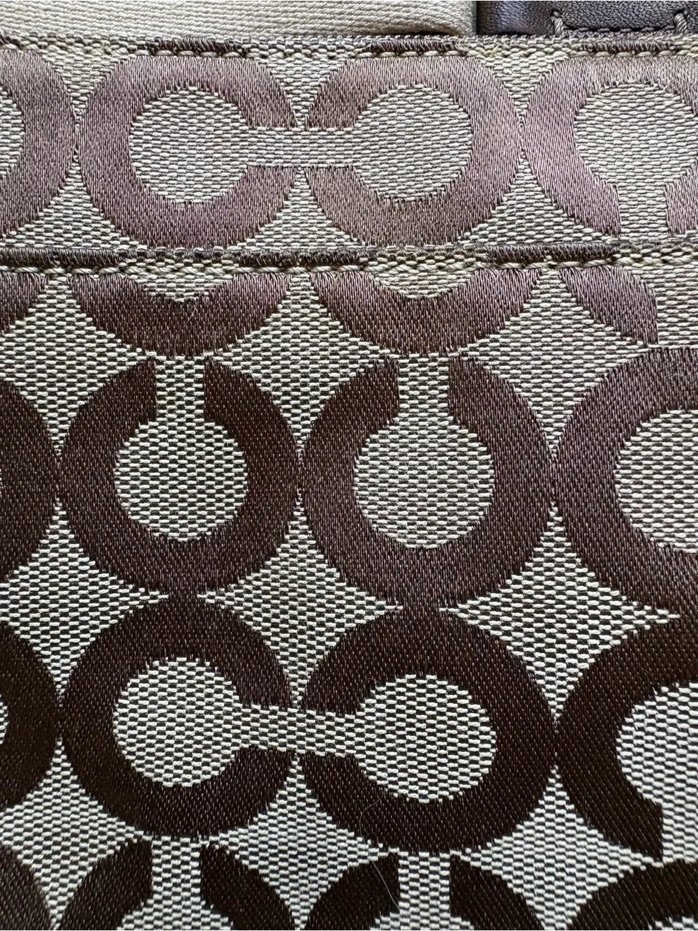 Coach Brown Signature Canvas Crossbody Swingpack with Beige Strap